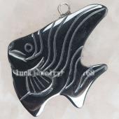 Hematite Golden Fish 30mm Pendant